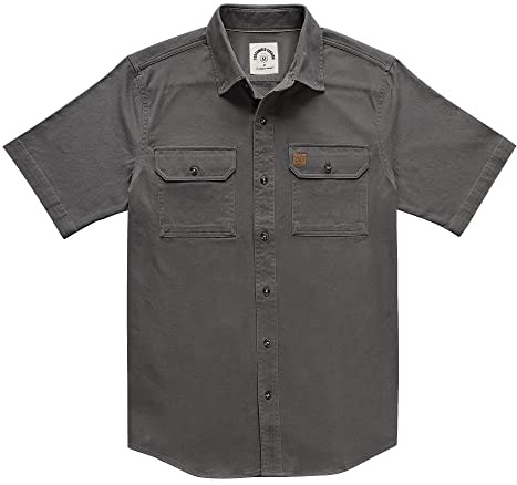 Dubinik®Camisa Hombre Manga Corta Camisas De Trabajo Hombre Algodón Botones Bolsillos Camisas Manga Corta Hombre Gris y Claro L