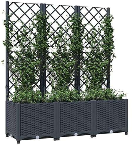 Susany Gecheer Blue Grey PP Balcony Planter with Integrated Trellis, 120 x 40 x 136 cm, for Climbing Plants Model318253