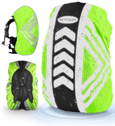 Waterproof Backpack Cover, Large Reflective Backpack Cover Waterproof, Rucksack Cover Waterproof with 2 Buckle Strap, High Visibility Rain Waterproof Bag Cover for Outdoor Hiking, Travel, Rainy, M 40L