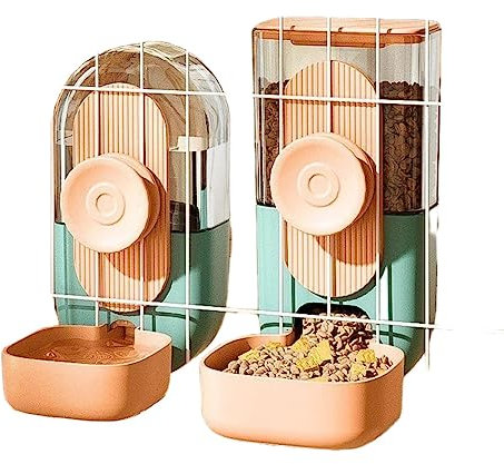 2er Pack Futter- und Tränkeautomaten Set Hängekäfig Futter- und Wasserspender Katzenfutterschüssel Hundefutterstation für Welpen Kätzchen Kaninchen Chinchilla Igel Frettchen