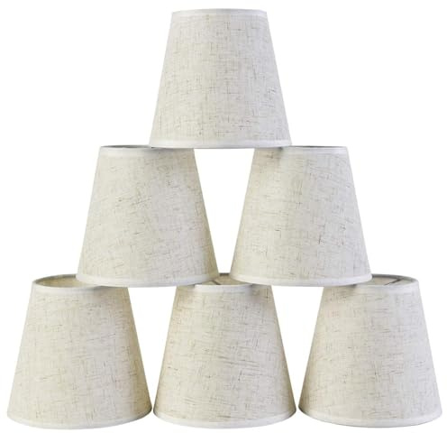 Euyaita 6 Piezas Pantallas para Lámparas de Mesa Pantallas de Clip para Pantalla de Candelabro Pantalla de Tela de Lino para Lámpara Pared Pantalla Pequeña de Repuesto