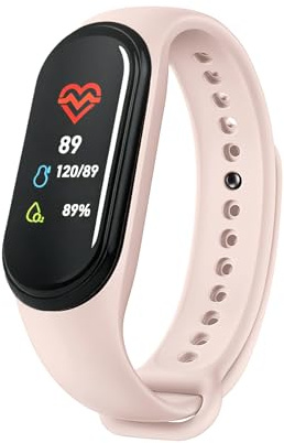 Fitness Activity Tracker with All-Day Heart Rate, Blood Pressure, Blood Oxygen & Sleep Monitoring, Step & Running Counter, IP67 Waterproof Sports Watch for Women, Men, Kids & Seniors, Pink