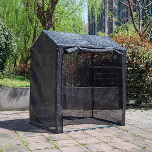 Anlehngewächshaus Klein Rolltor mit Fenster Balkon Gewächshaus Groß Eisenrohrrahmen Kunststoffverbinder Geeignet für Terrassen, Gärten und Veranden(C)