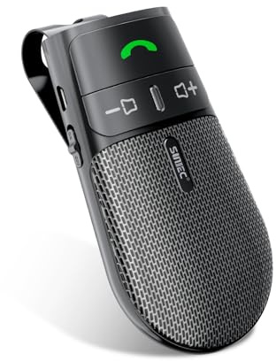 Telefono vivavoce Bluetooth 5.3 per auto, altoparlante da auto, kit vivavoce per parasole doppio telefono supporto Siri Assistant con microfono auto Power On compatibile con Samsung Iphone Android