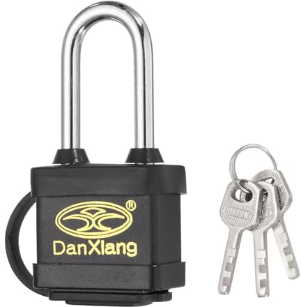 PATIKIL 1 lucchetto resistente alle intemperie, 7,4 x 3,6 x 2,3 cm di larghezza, in lega di acciaio, per esterni, antiruggine, avvolto in vinile, impermeabile, per garage, rimorchi, catene, colore