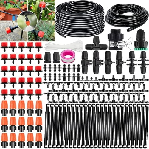 Système d'irrigation Jardin, 200Pcs Kit d'irrigation Goutte, 30M+10M Kit Arrosage Automatique,Kit d'irrigation Goutte à Goutte Système d'irrigation pour Jardin pour Jardin pelouse Serre Plantes