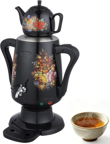 Elektrisk Turkisk Tebryggare Och Samovar, 3,5 L Tekanna I Rostfritt Stål Och 1 L Keramisk Kanna, Varmhållningsfunktion För Turkiskt Te, Kaffe- Och örtteälskare