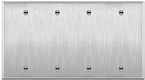 ENERLITES Piastra da parete in metallo per dispositivi vuoti, resistente alla corrosione, dimensioni 4 moduli, 11,4 x 20,8 cm, acciaio inossidabile 7704, 430, certificato UL, argento