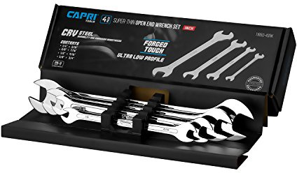 Capri Tools Super-Thin Open End Wrench Set, SAE, 1/4 to 3/4 in, 4-Piece