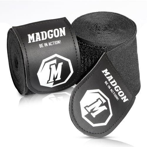 MADGON Boxbandagen mit Daumenschlaufe & starkem Klett | Box Bandage in 3 m / 3,8 m / 4,5 m – ideal für Boxen, MMA, Kickboxen, Training & Sparring | 2er Set