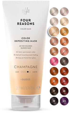 FOUR REASONS Color Mask, Champagne Blonde (27 Colours) – Hair Gloss & Colour Depositing Conditioner – Semi Permanent Hair Toner for Colour-Treated Hair Color For Women – Vegan & Cruelty-Free – 200 ml
