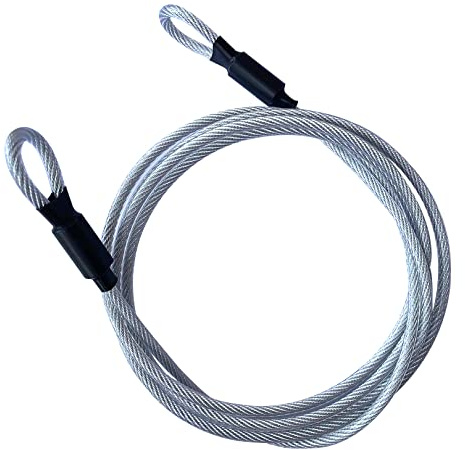 GOMRQING 4FT 5 mm säkerhetskabellås, flätat stål vinylbelagd säkerhetskabel bagagelås, flexibelt stålkabel säkerhetsvajer dubbel slinga