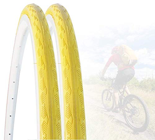 COTBY 700X23C Fahrradreifen,Kompatibel mit farbigen Reifen von Dead Fly Bikes,30Tpi Rutschfestes und verschleißfestes Zubehör für Rennradreifen,2 Stück Gelb