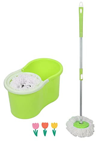 Set secchio strizzatore e scopa a frangia in microfibra, secchio smontabile e mop magico rotante a 360° con scopa sostituibile