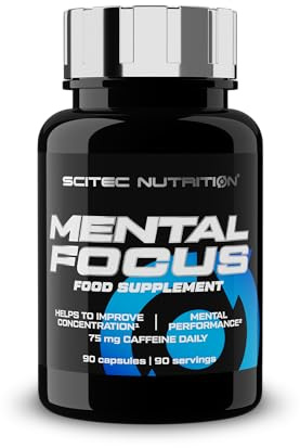 Scitec Nutrition Mental Focus - Cafeína, Acetil L-Carnitina y Tirosina para mejorar la agudeza mental y el rendimiento, 90 cápsulas
