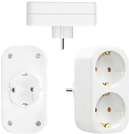 Doppelstecker für Steckdose, Wandplatte Steckdose, Kompatibel Haushaltsgeräte, für Zuhause und Büro, Weiß