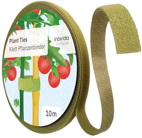 Hook & Loop Plant Ties: 32 ft Self-Adhesive, Extra-Strong Garden Tape for Weatherproof Plant Support – Reusable – Support for Climbing Plants – Indoor and Outdoor Gardening by Inovida