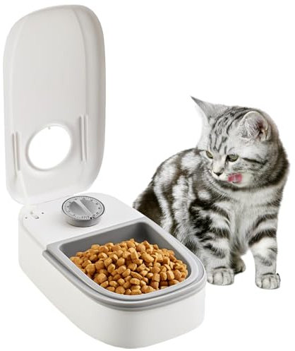 WIYETY Distributore automatico per animali domestici, alimentazione automatica per cani e gatti, mangiatoia automatica con timer 48 ore, ciotola per cibo per cani e gatti (350ML)