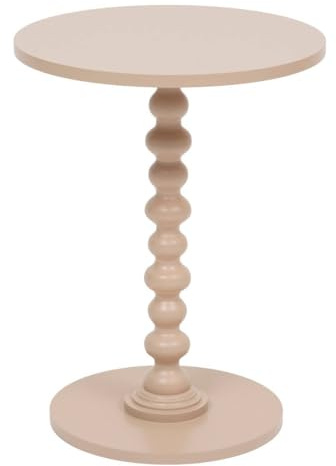 Atmosphera - Table d'Appoint Ronde Alix Noisette - H 50 x D 38 cm, Pied en Pin Tourné - pour Salon, Chambre, Bout de Canapé