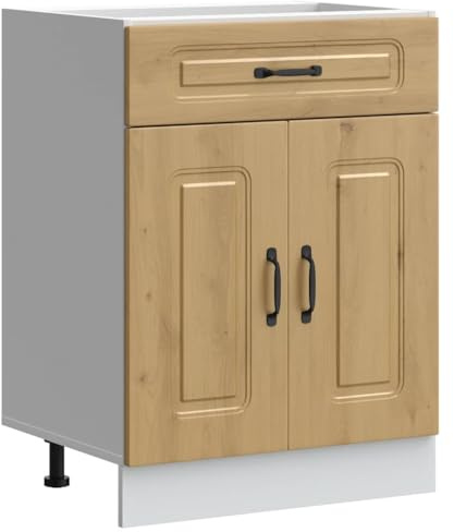 vidaXL Mueble bajo de Cocina Kalmar Roble Artesanal Madera ingeniería, Mueble bajo de Fregadero, Mueble bajo de Cocina con cajón, Mueble bajo de Fregadero