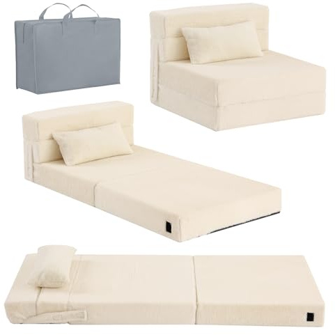 YOTATING Kids Sofa Bed, Toddler Floor Mattress Glow in The Dark, Baby Modular Blue Dinosaur Couch, Fold Up Children Sofa Convertible Futon Folding Mattress Chair Bed for Playroom, Beige