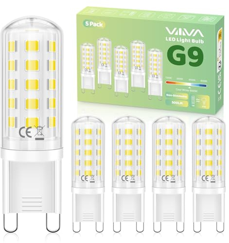 VIIIVA Ampoule LED G9 Blanc Froid 6000K, 3W Équivalent 35W Halogène, 350lm, CRI ≥80, Non Dimmable, Économie d'Énergie, Sans Scintillement, AC 220-240V, Lot de 5