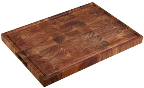 KESPER Tabla de cortar y trinchar, material: madera de acacia, dimensiones: 50 x 35 x 3,5 cm, color: marrón, natural | 29154