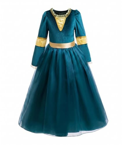 Lito Angels Costume Principessa Avventurosa per Bambina 7-8 Anni Taglia 128 Vestito Medievale da Favola con Maniche Lunghe per Carnevale Halloween Natale Cosplay Festa Recita
