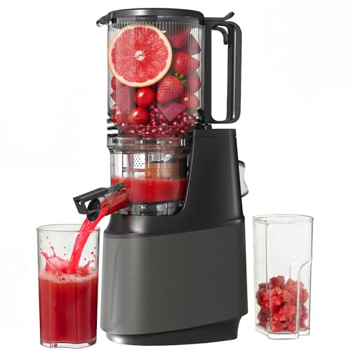 Cold Press Juicer, Juicer Machines with 5.3 Wide Feed Chute, Slow Masticating Juicer for Whole Fruits and with VegetablesHigh Yield (Gray)