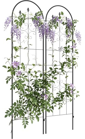 Outsunny Juego de 2 Enrejados de Jardín con Marco de Acero 50x180 cm Negro