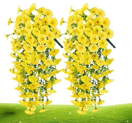 Konstgjorda Petunior för Utomhus 2 Stycken Faux Blommor Trädsdekoration | UV-beständiga Utan BlekningsPetunia för utomhus, patio, träd, , bak, balkong, inomhus, bröllop och fest