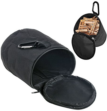 ProPlus Wäscheklammerbeutel zum Aufhängen Camping schwarz mit Karabiner verschließbar Nylongewebe