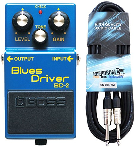 Boss BD-2 Blues Driver effektapparat för gitarr keepdrum gitarrkabel 3 m