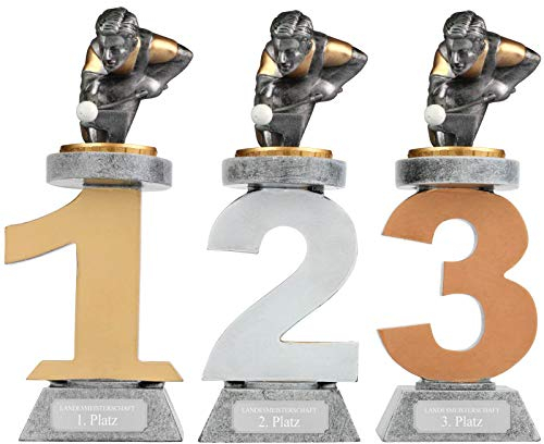 Pokal 1., 2. und 3. Platz Billard Poolbillard Snooker Serie VILLON Trophäe mit Gravur