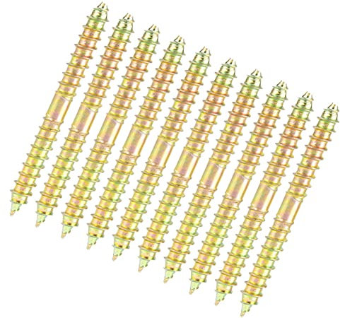 Tornillos de Espiga, Deosdum Tornillos de Doble Extremo Madera a Madera 10 Piezas 6 * 60 Mm Tornillo de Espiga Conector de Muebles de Carpintería Tornillo de Doble Extremo Tornillos de Doble Extremo