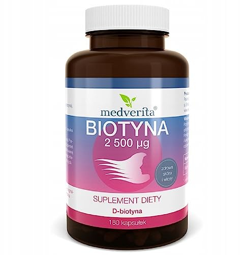MEDVERITA - Biotin 2500 ug - Vitamin B7 (D-Biotin) - Gesundes Haar und gesunde Haut - Nahrungsergänzungsmittel - 1 kapsel pro Tag - 180 kapseln