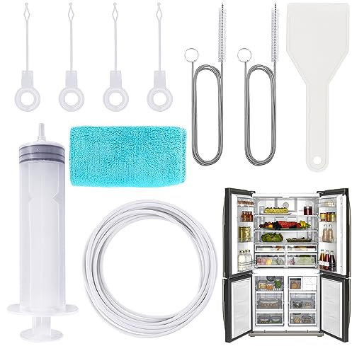 Bomtop 10 pezzi Kit Pulizia Frigorifero, Accessori Pulizia Frigorifero, Kit Pulizia Foro Di Scarico Frigorifero, Spazzola pulizia del frigorifero, Strumenti per la pulizia del frigorifero