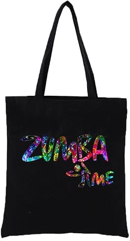 doyouwantmore Sac en toile noire pour femmes Sac fourre-tout personnalisé en coton Zumba avec poignée Sacs fourre-tout écologiques Shoppers Sac à bandoulière