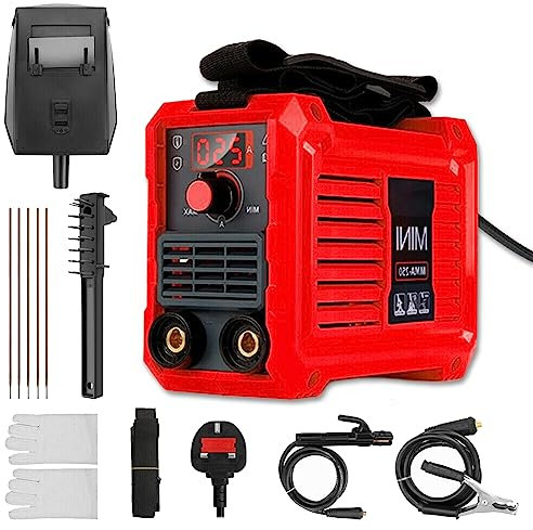 Portable Small Welders Machine, Mini ARC Welder with Digital LED Display, 220V MMA Welding Inverter Gasless Tool, with Electrode Holder, Work Clamp, Input Power Adapter Cable and Brush