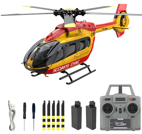 Hylukon Fjärrstyrd Helikopter, 2,4 GHz RC med Dubbel Borstlös Motor, 4 Kanaler, Optisk Flödesposition, Sexaxlig Gyroskopstabilisering