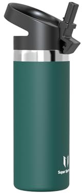 Super Sparrow Water Bottle Insulated - 500ml - Wide Mouth Metal Bottle - Wide Mouth SwivelSip Flask - BPA Free, Leak Proof - Ergonomic Straw Water Bottles for Work, Gym, Travel, Sports