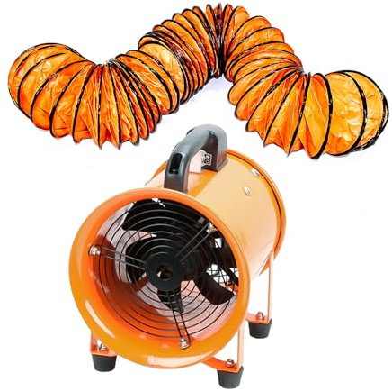 8-Inch High-Velocity Portable Utility Blower Fan, Industrial Exhaust Fan with 33ft Flexible Duct Hose, 3150 RPM Low-Noise Ventilator for Basements, Workshops, Warehouses, and Confined Spaces