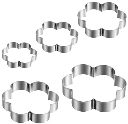 Apausvcm 5Stk Ausstechformen Blume Set,Edelstahl Ausstecher,Blumen-Ausstecher,Plätzchen Ausstecher Set,5 Verschieden Großen Blüten-Keksausstecher,DIY-Backwerkzeuge für Gebäck Fondant Kuche DonutKekse