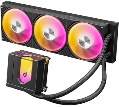 upHere Enfriador líquido de CPU E360KC ARGB, enfriador AIO de 360 mm, sistema de refrigeración de agua todo en uno, ventilador U3KC PWM, cubierta de bomba magnética, TDP 300W, Intel LGA 1851/1700/2011