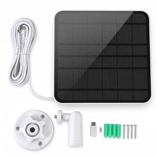 Cheotime solpanelladdare, 12W solpanel med mikro USB & USB C -plugg för fågelmatare kamera, dörrklocka, säkerhetskamera osv med 360 ° justerbar montering, 9,8ft laddningskabeln