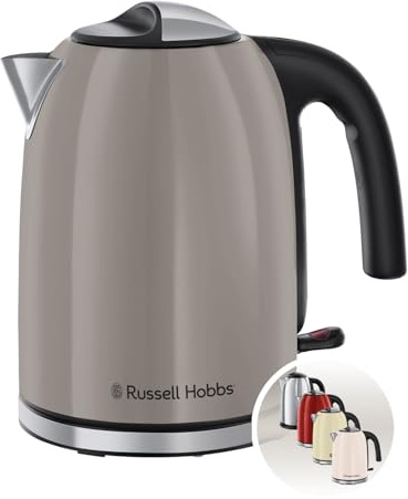Russell Hobbs Hervidor de Agua Eléctrico [1,7L, 2400W] Colours Plus Moca (Acero Inoxidable, Indicador Agua, Ebullición Rápida, Filtro Extraíble, Ahorro Energía, Boquilla Precisa) 28511-70
