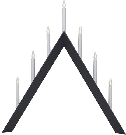 EGLO Bougeoir Arrow, Support Bougie Pyramide de Noël, Lampe décorative pour Bois, Plastique en Anthracite, Blanc, Blanc Chaud