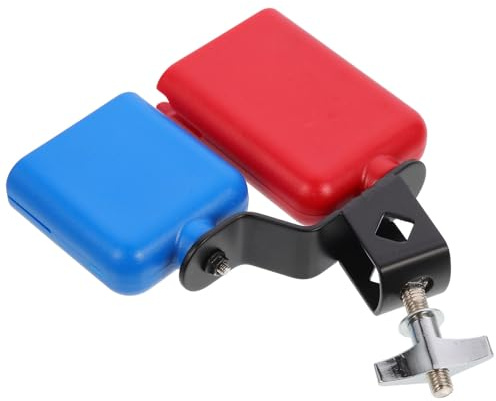 BESPORTBLE Cloche à Vache en Métal Double Ton pour Percussion Instrument de Musique Garçon et Filles Couleurs Bleu et Rouge Accessoire Batterie Usage Éducatif et Accompagnement Musical