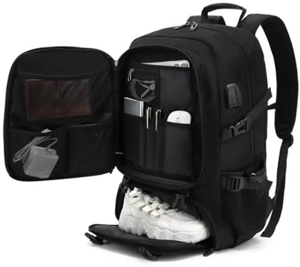 Melivarone 60 l utdragbar ryggsäck av oxfordtyg, handbagage ryggsäck som resväska ersättning, vattentät laptopryggsäck med stötdämpning för utomhus och företag (mått: 35 x 27 x 53 cm)