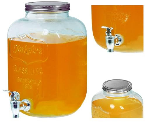 Dispenser da 5/8 l, in vetro, con rubinetto, per acqua e bibite, stile rustico, 6 l